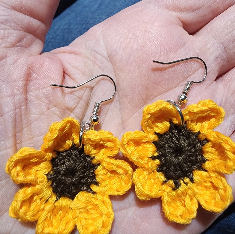 Sunflower Crochet Earrings